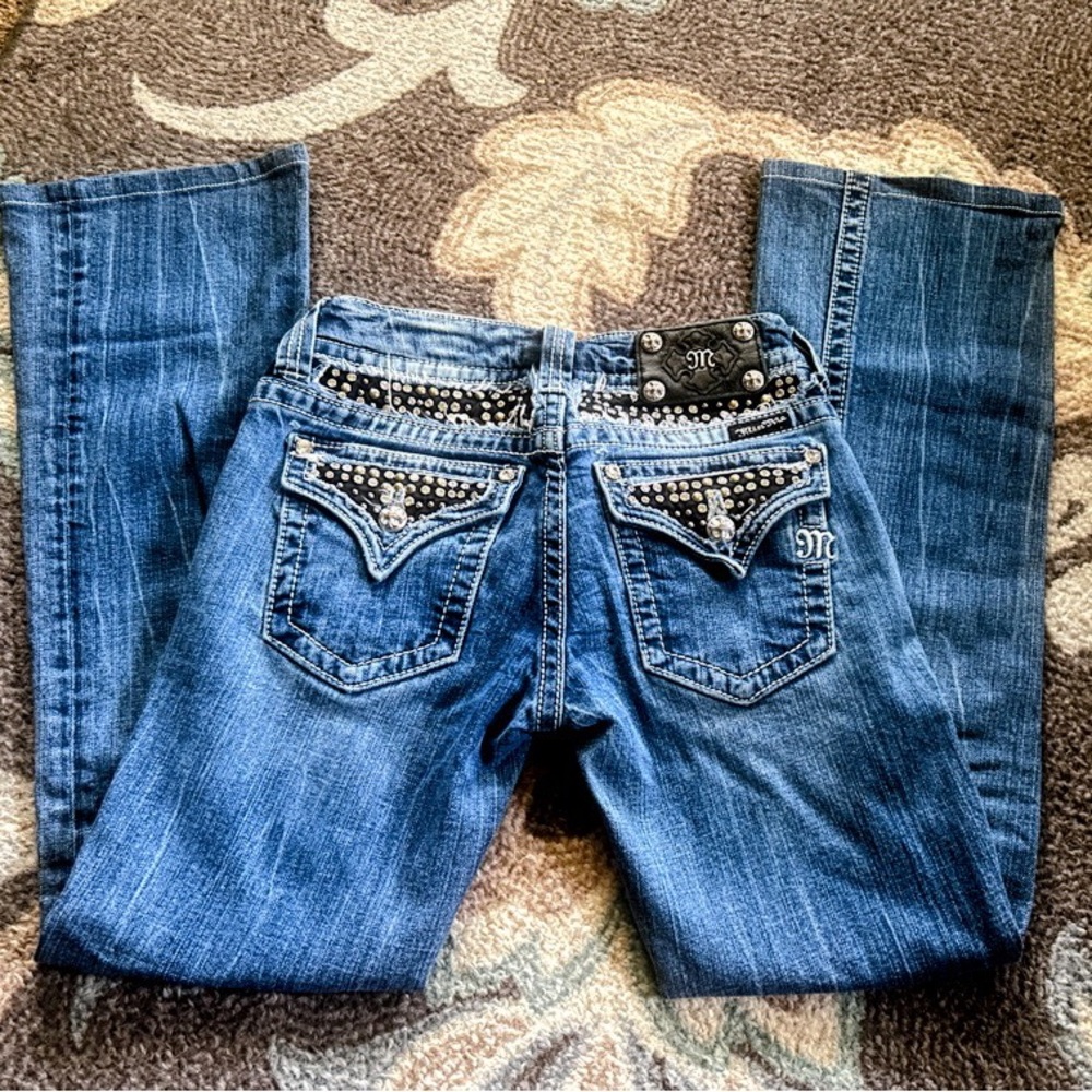 Miss Me Embellished Blue Women's Jeans with Rhinestone Back Pockets